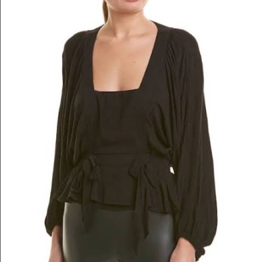 Parker Womens Large Puff Sleeve Square Neck Top